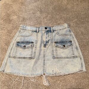 Aerie Light Blue Denim Mini Skirt